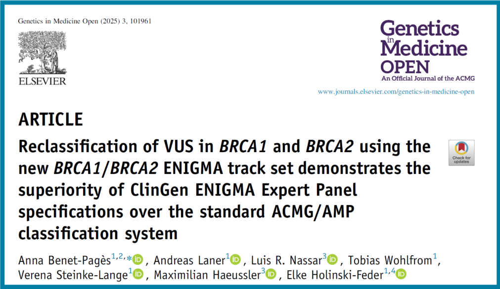 Reclassification of VUS in BRCA1 and BRCA2