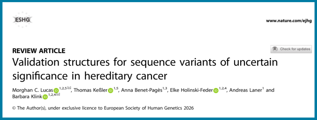 Validation structures for sequence variants of uncertainsigniﬁcance in hereditary cancer